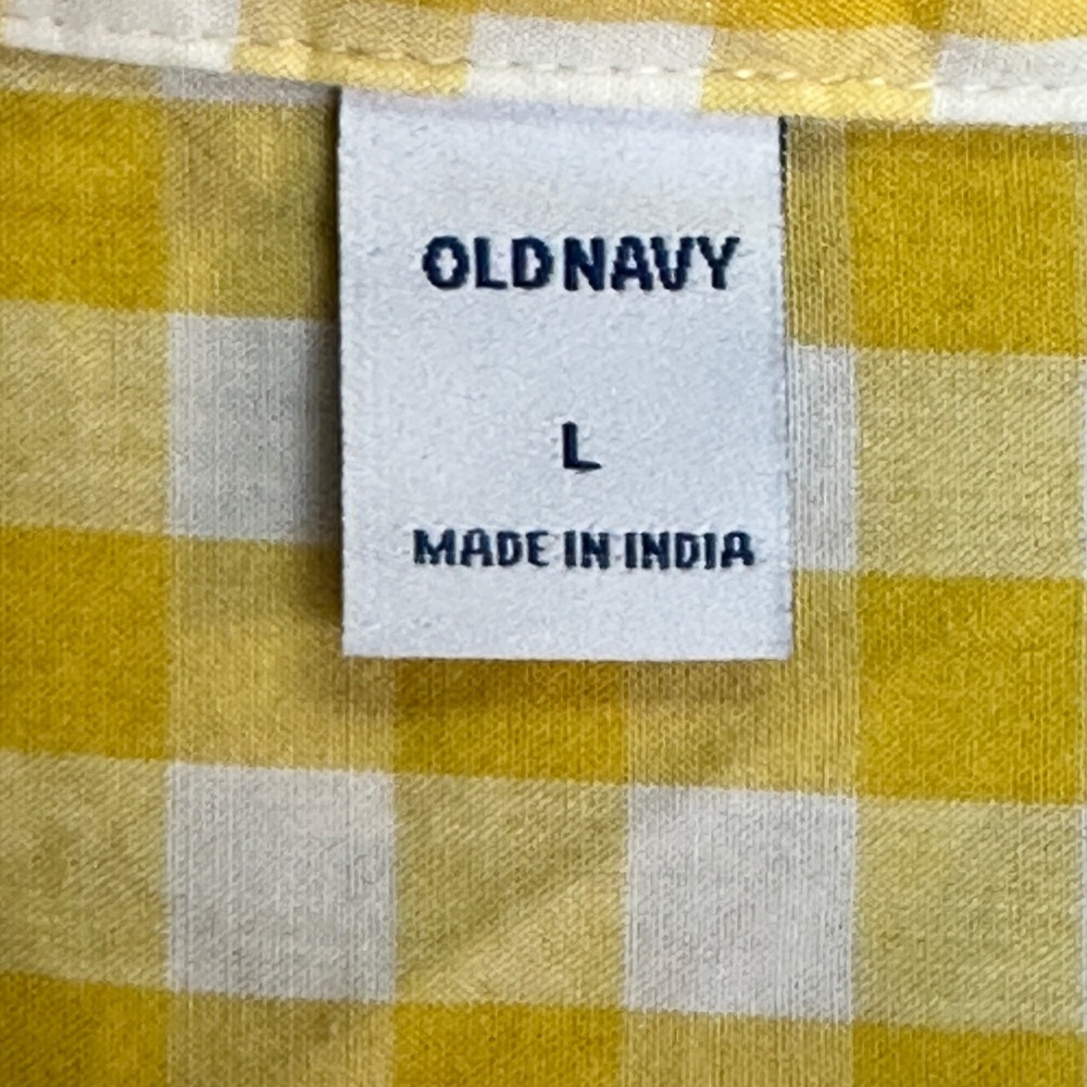 Old Navy Yellow and White Gingham Button-Down Shirt - Picture 2 of 5
